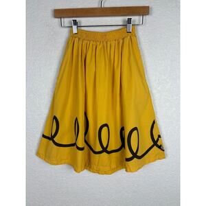 Little Man Happy Girls Skirt Yellow With Black Swirl Pattern 7/8, 7/9 European
